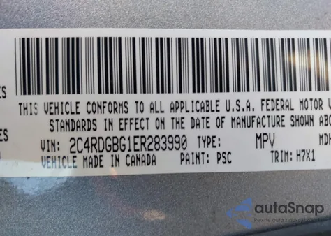 2014 Dodge Grand Caravan Se z USA, uszkodzony, nr VIN 2C4RDGBG1ER283990